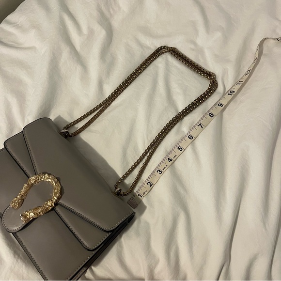 Gray Purse with Gold Hardware and Chain Strap - Picture 7 of 10